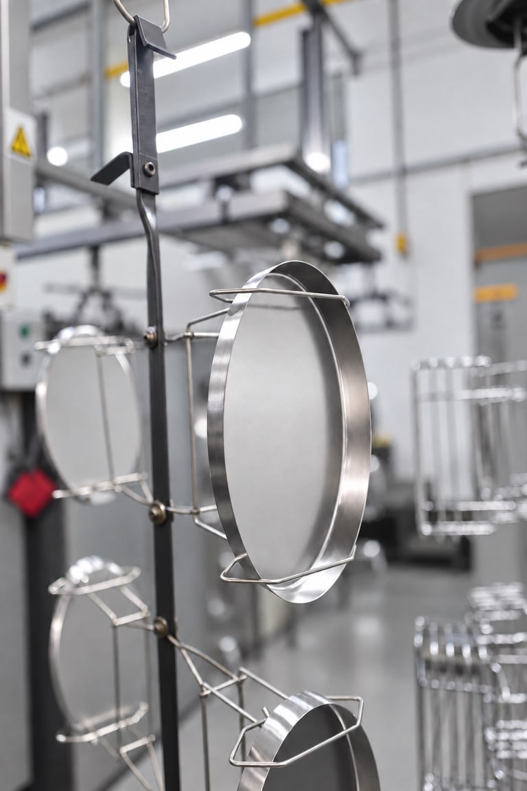E-coating: suspended product racks