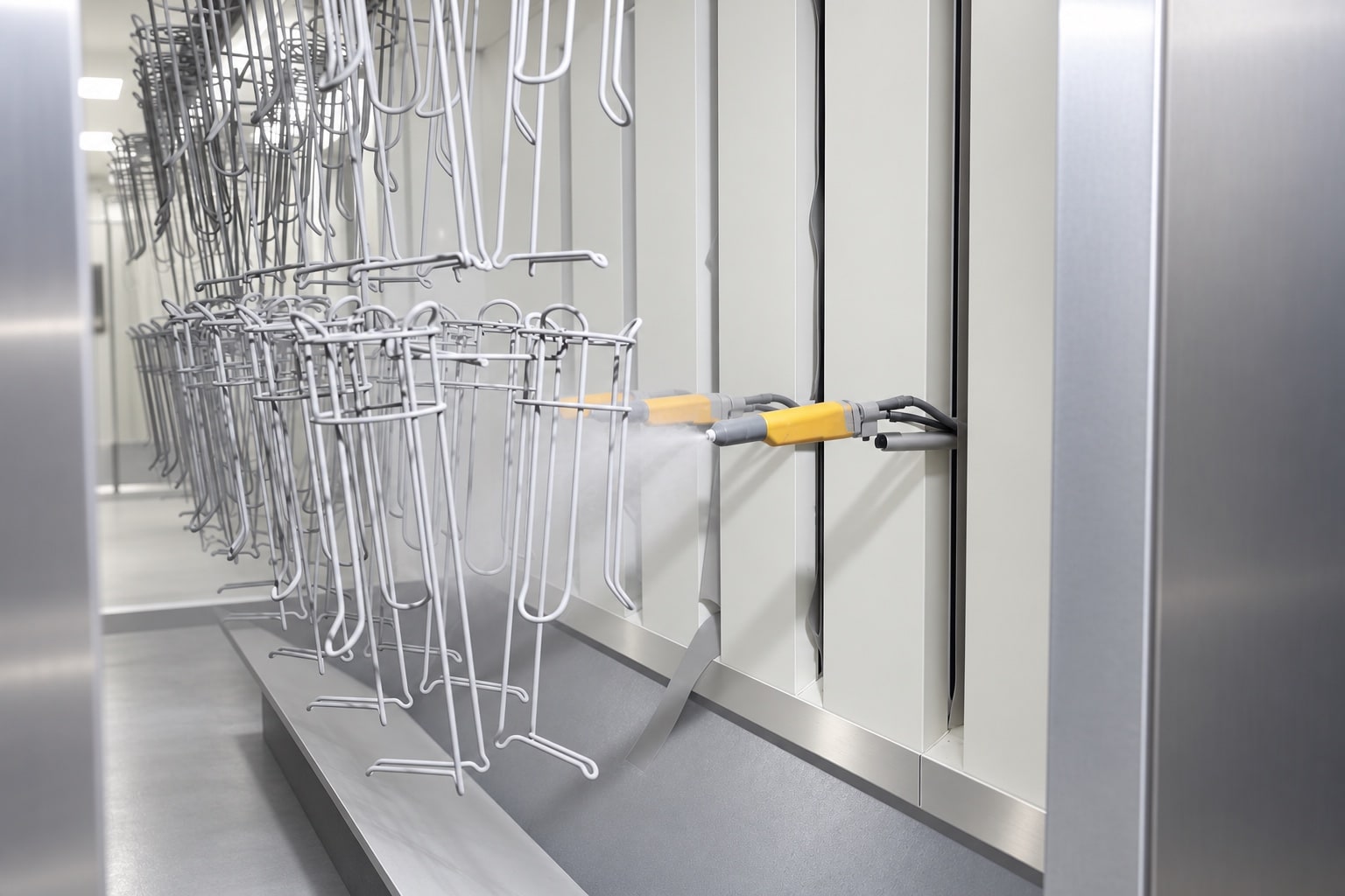 Spray application on wire products